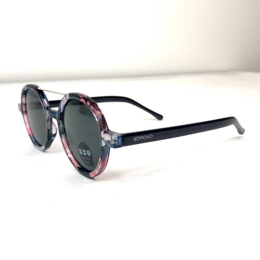KOMONO Vivien Floral Sunglasses NEW round UV400 black pink - Picture 5 of 10